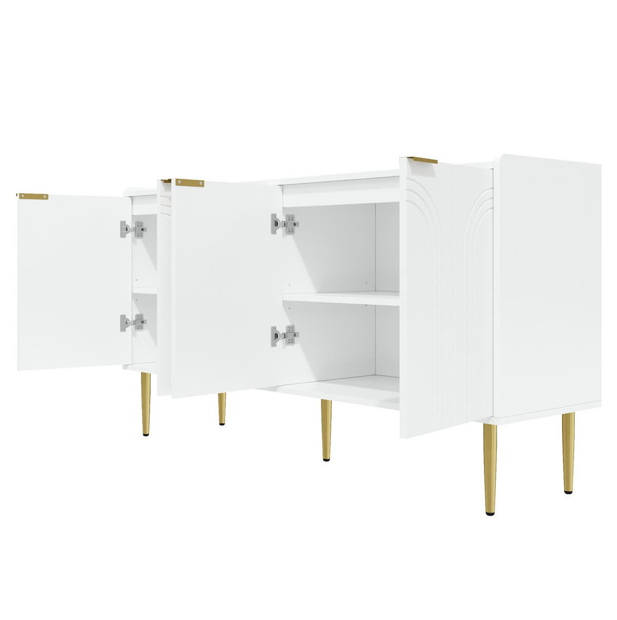 KOMMODE 140/38/75 cm mit 4 Türen und Soft-Close in Weiß - Weiß, Holzwerkstoff (140/75/38cm) - BEAOK