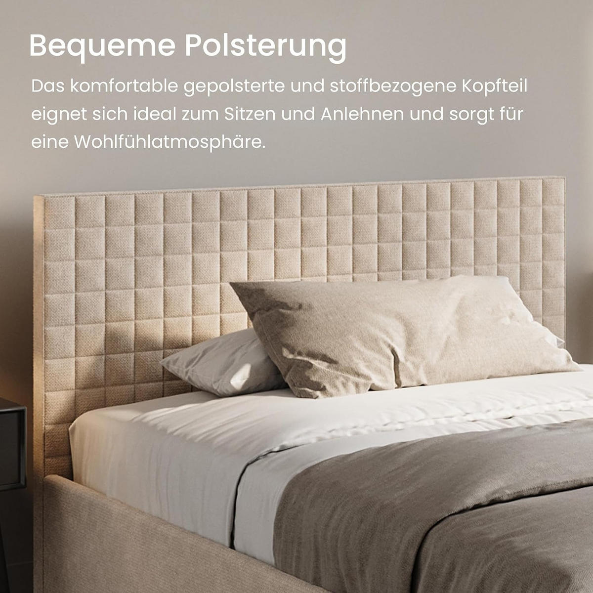 POLSTERBETT VARDO-Stoff 140x200 cm in Beige - Beige, Textil (140/200cm) - Home Collective