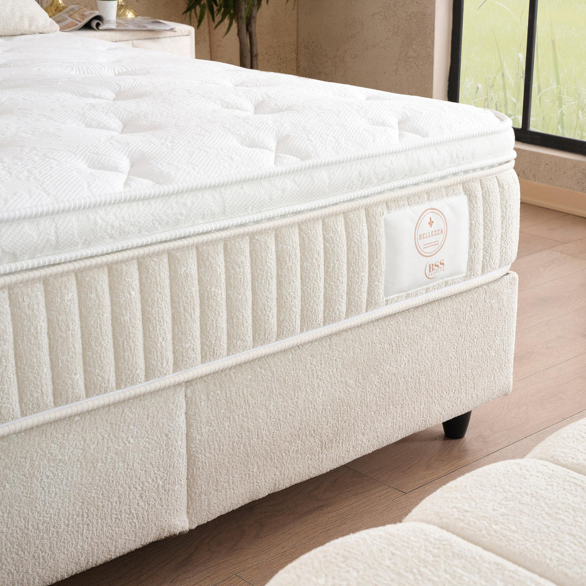 BOXSPRINGBETT Belezza Bett Boxspringbett 140x200 mit matratze - Beige, Holz (140/200cm) - Gowoll