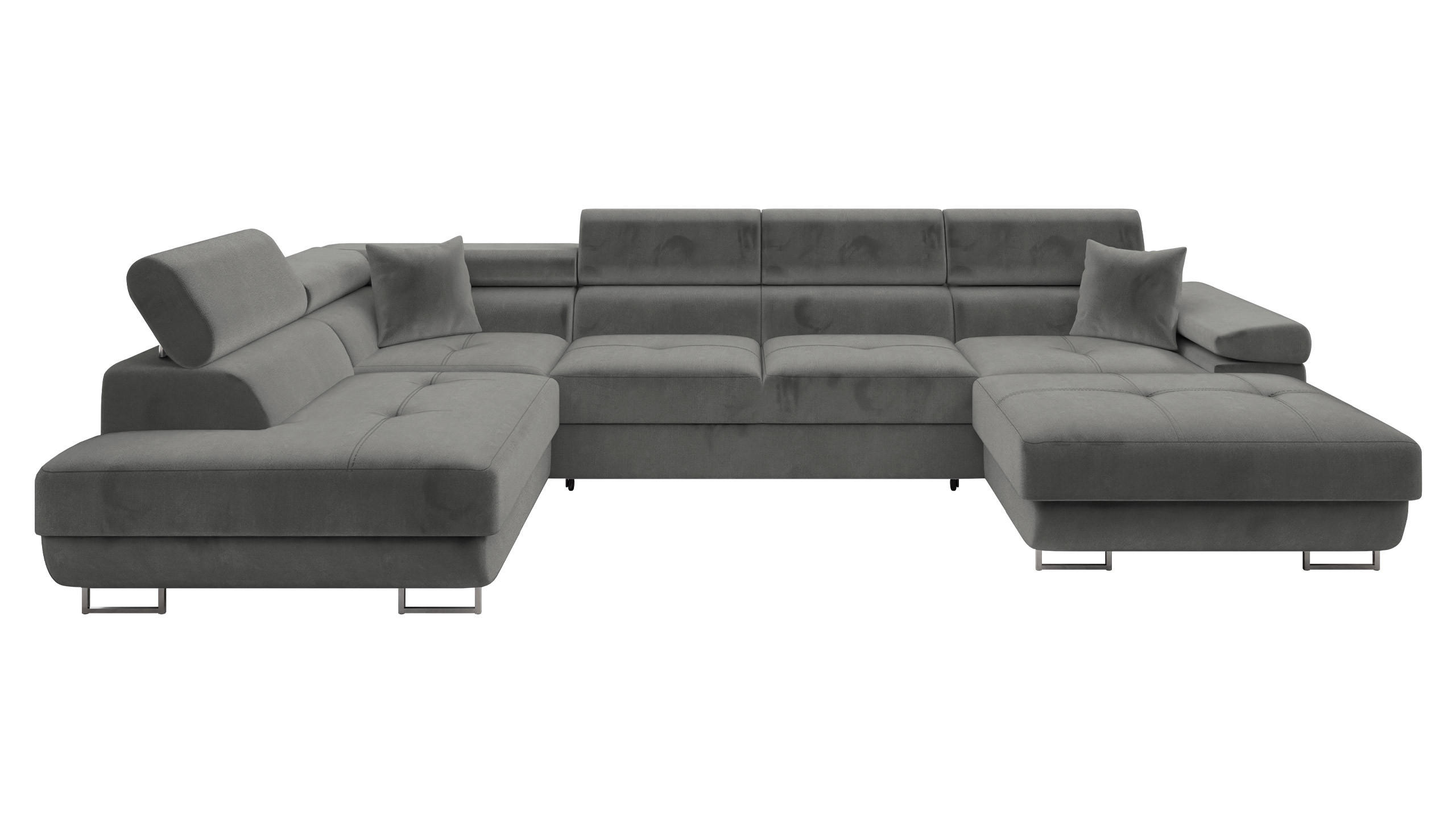 WOHNLANDSCHAFT Torezio Bis, Seite: Links - Silberfarben, Holz/Textil (346/90/203cm) - MIRJAN24