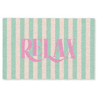 FUSSMATTE Rosa – Grün – Streifen – Entspannung 120x80 cm - Mintgrün, Kunststoff (120/0.4cm) - MuchoWow