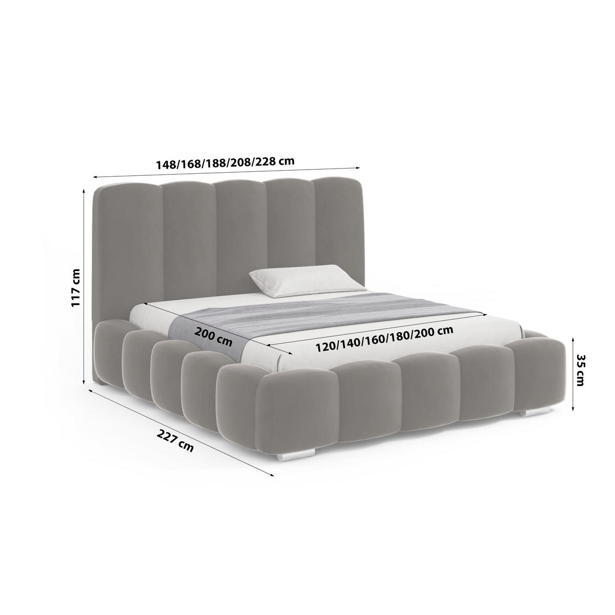 DOPPELBETT mit bettkasten Leytron 180x200 cm, Dunkelbraun - Dunkelbraun, Textil (180/200cm) - Fedve