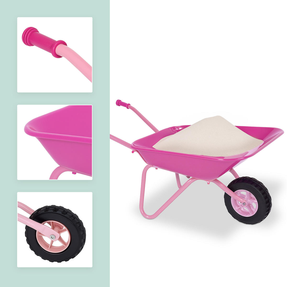 KINDER-SCHUBKARRE - Pink, Kunststoff/Metall (74/43/36cm) - Relaxdays
