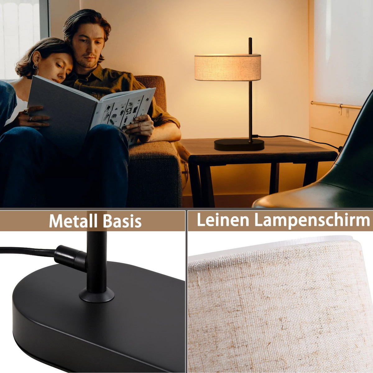 TISCHLEUCHTE Keldark 24.0/12.0/40.0 cm - Schwarz, Metall (40/24/12cm) - ZMH