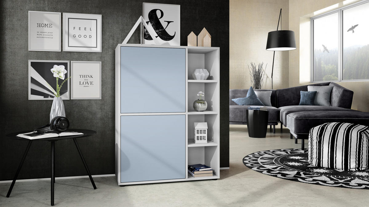 HIGHBOARD Cuba Türen in Denim matt - Pastellblau, Holzwerkstoff (79/105.5/35.5cm) - Vladon
