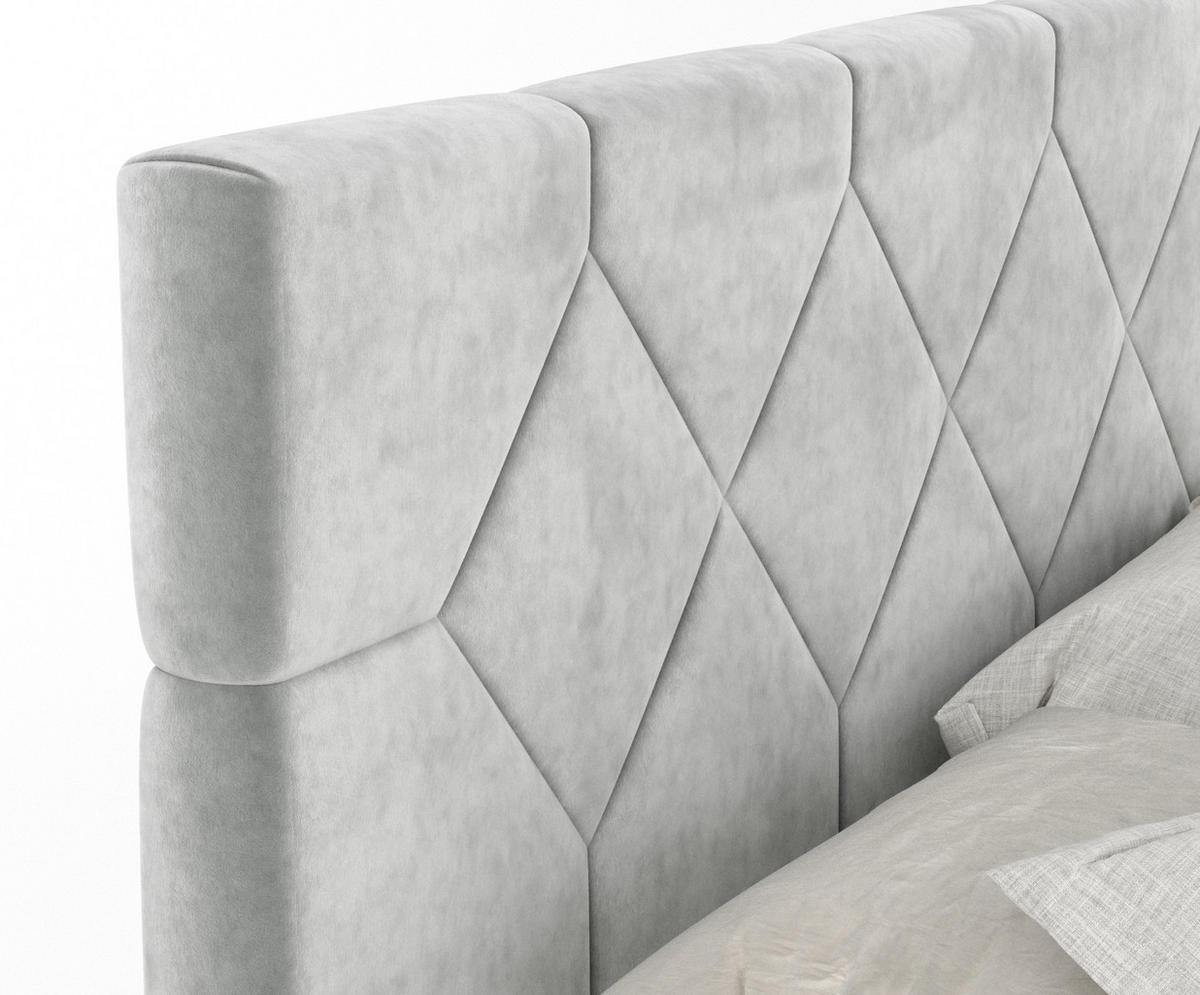 BOXSPRINGBETT Toma Hellgrau 160/200 cm - Hellgrau/Schwarz, Holz/Holzwerkstoff (160/200cm) - Maison de Reve