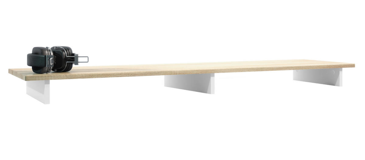 TVAUFSATZ Game Weiß matt / Eiche sägerau - Eiche San Remo, Holzwerkstoff (138.5/9.5/34.5cm) - Vladon