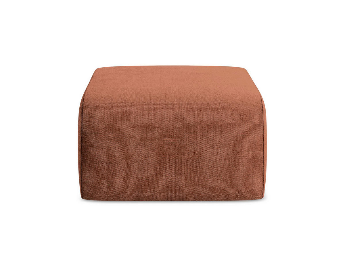 POUF Chenille Stoff Orange - Terracotta/Schwarz, Holzwerkstoff/Kunststoff (72/42/94cm) - Makamii