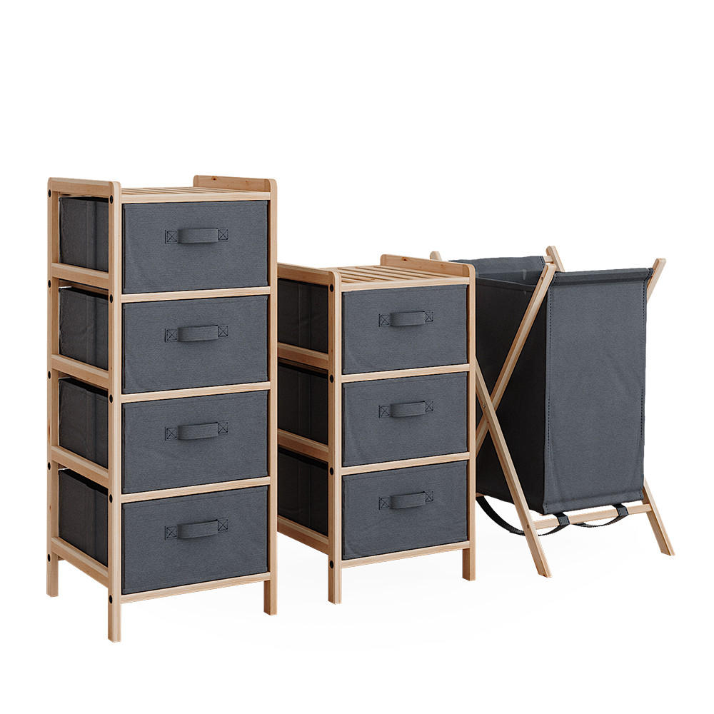 BADMÖBEL-SET Bruno Grau 3 Teile - Naturfarben/Grau, Holzwerkstoff (34.5/86/36.5cm) - Vicco