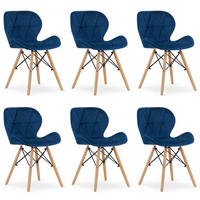 STUHL AMATRICE 6-er Set, Blau, mit Samtstoff gepolstert - Blau, Holz/Textil (48/74/53cm) - Komodee