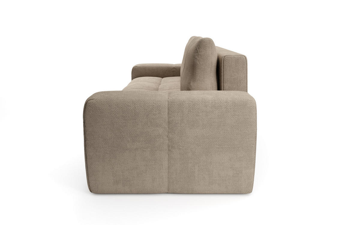 BETTSOFA DUCA Grau Jersey- Stoff mit Schlaffunktion - Grau, Holz (259/90/99cm) - MASSENO