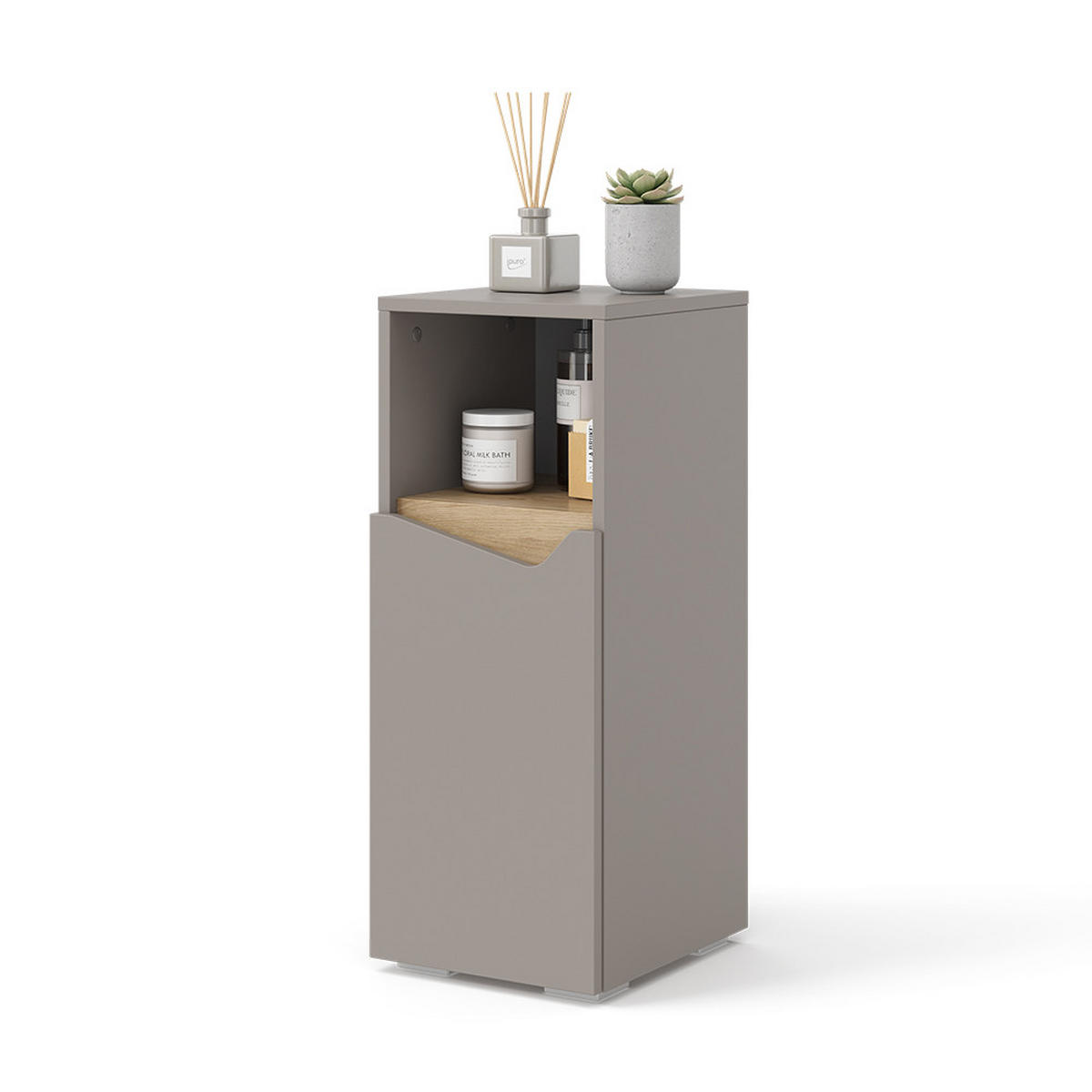 MIDISCHRANK Marelle Greige 30 x 74.5 cm mit Tür und offenem Fach - Greige, Holzwerkstoff (30/74.5/35cm) - Vicco