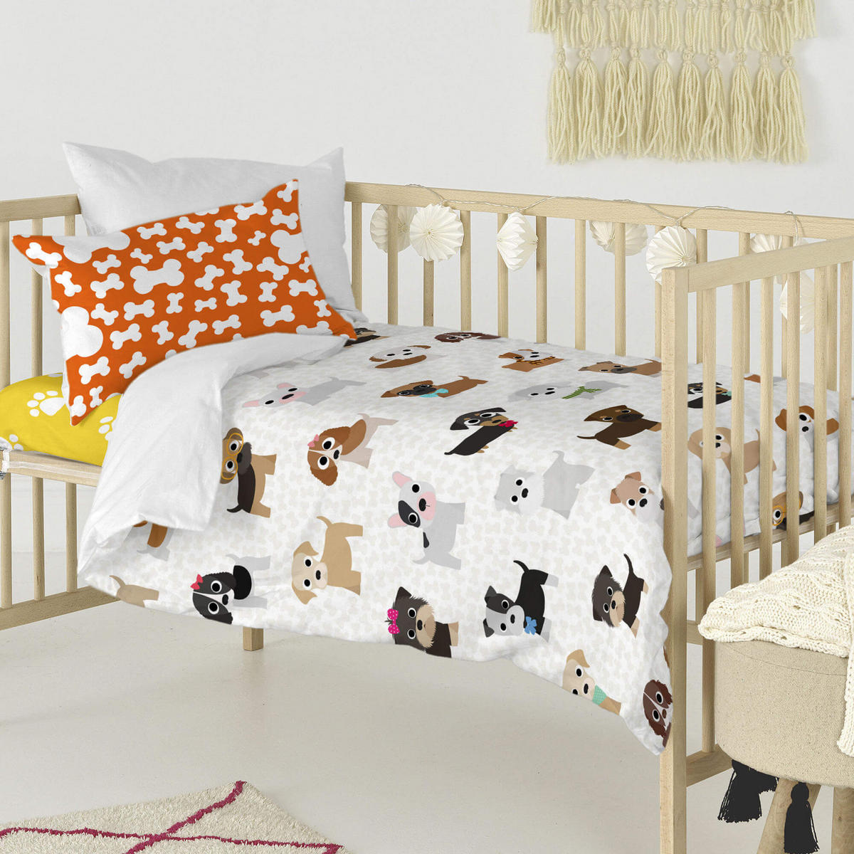 BETTBEZUG 2er-Set teiliges dogs 100x120 cm (kinderbett) mehrfarbig - Multicolor, Textil (100/120cm) - Happy Friday