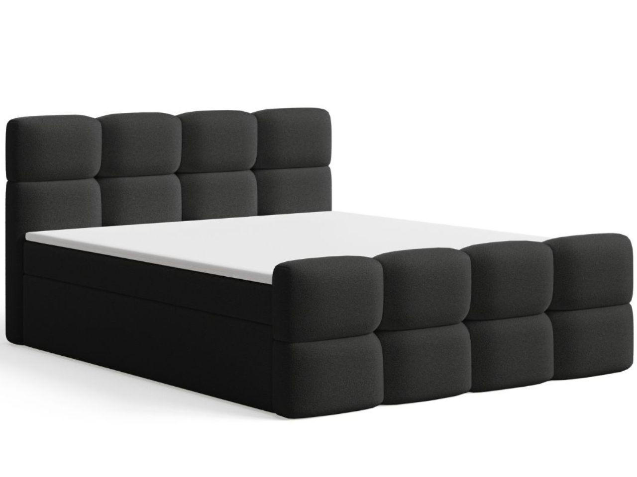 BOXBETT Rivon 180x200 Bouclé-Stoff Schwarz - Schwarz, Holz/Textil (180/200cm) - Graingold