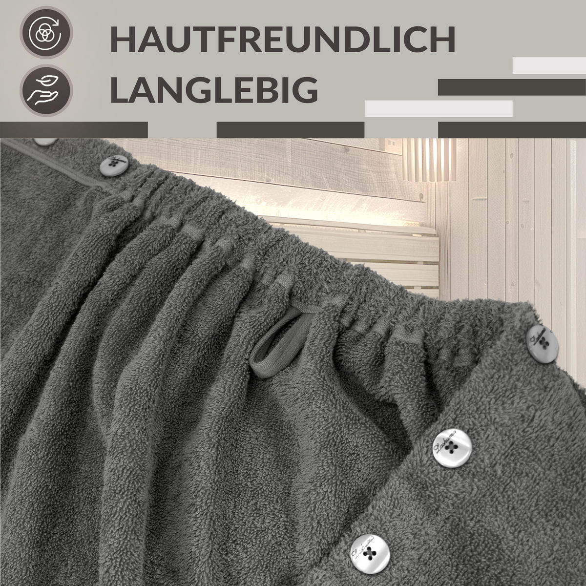 SAUNAKILT Dame Lugano Dunkelgrau - Dunkelgrau, Textil (150/75cm) - Lashuma
