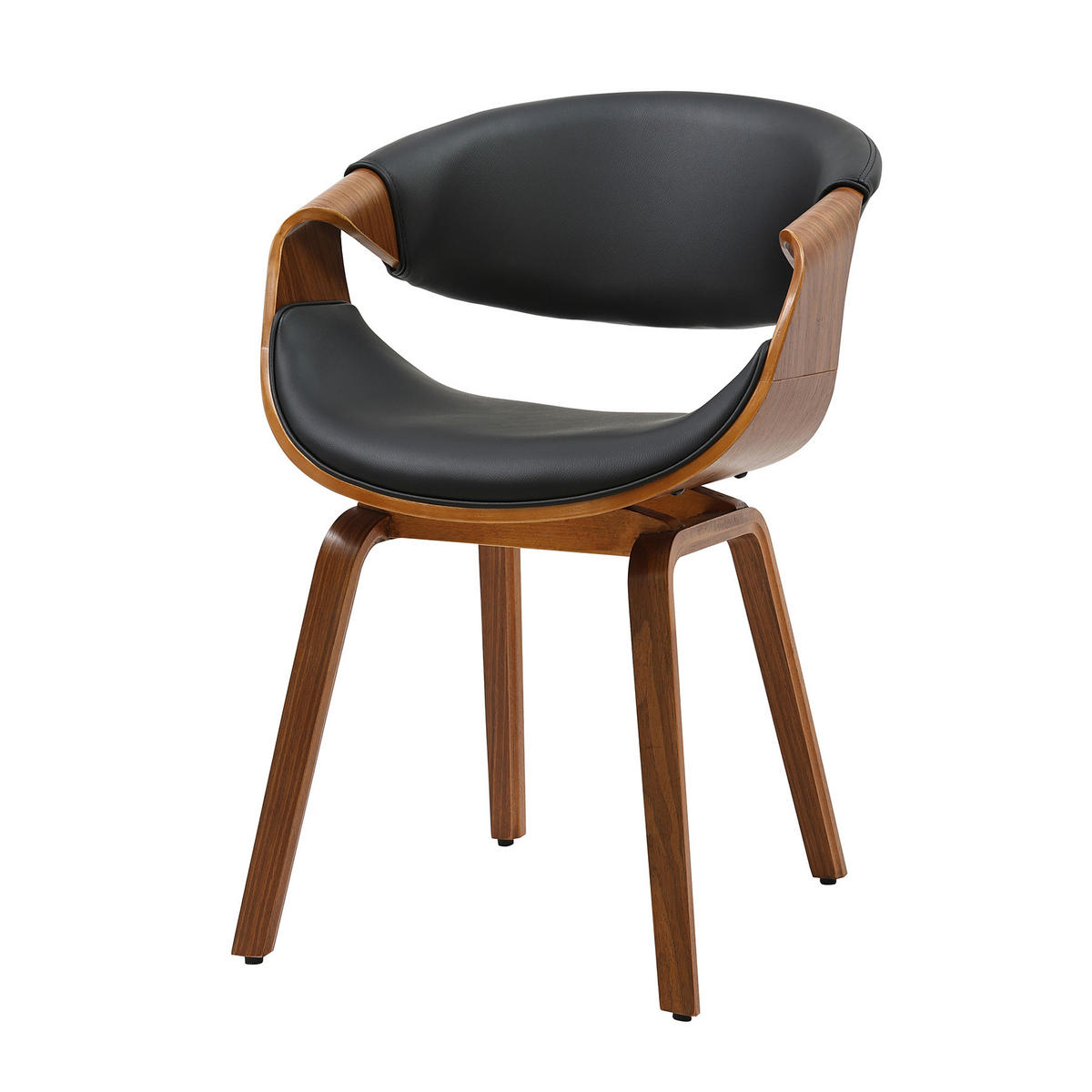 STUHL ORGANIC Kunstleder Schwarz 80 cm - Walnussfarben/Schwarz, Holz/Holzwerkstoff (55/79/57cm) - riess-ambiente