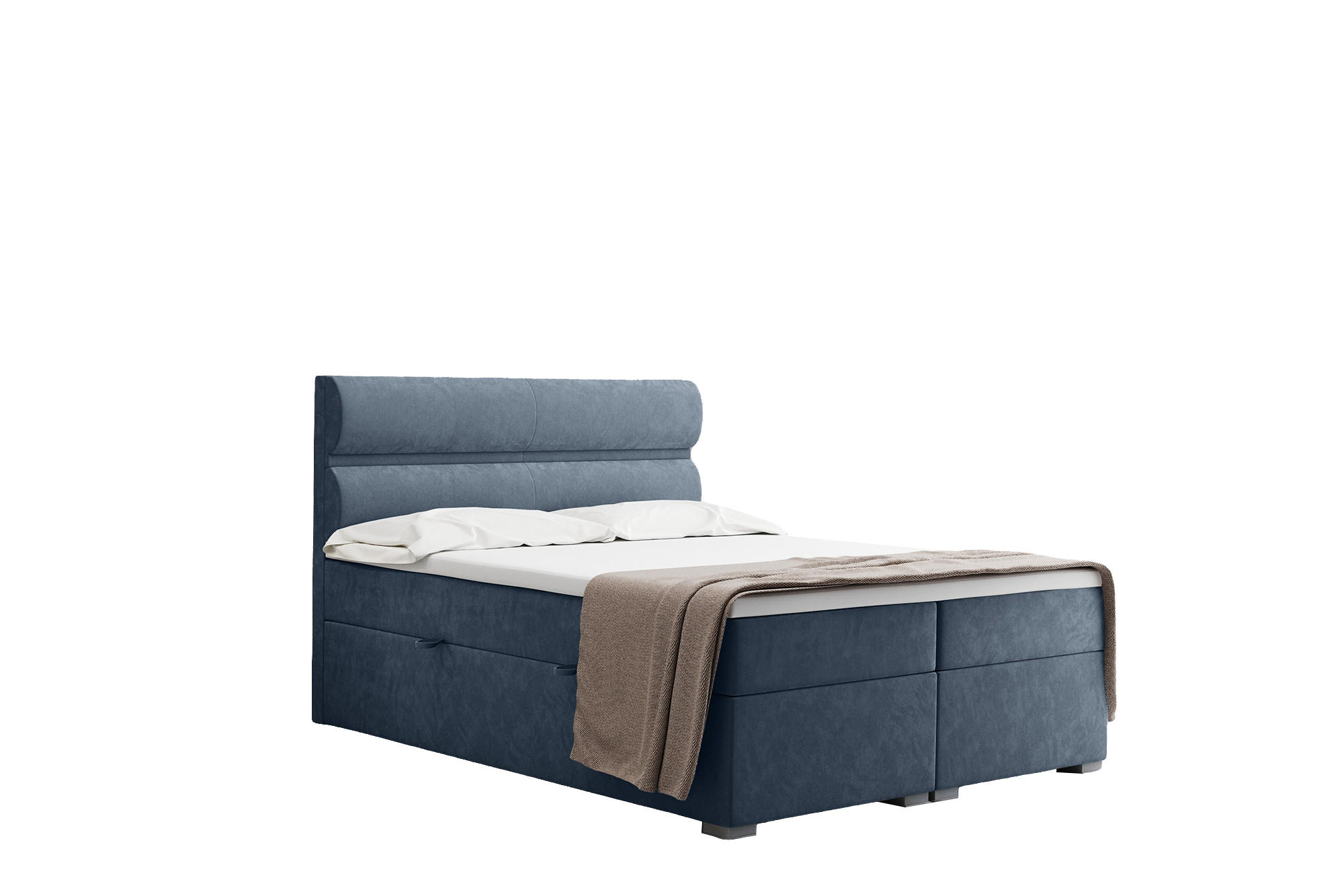 BOXBETT Mit Bettkasten, Matratze Und Topper VERA Stoff Riviera 140x200 cm Hellblau H2-Pocket - Hellblau, Holz/Holzwerkstoff (140/200cm) - Kaiser Möbel