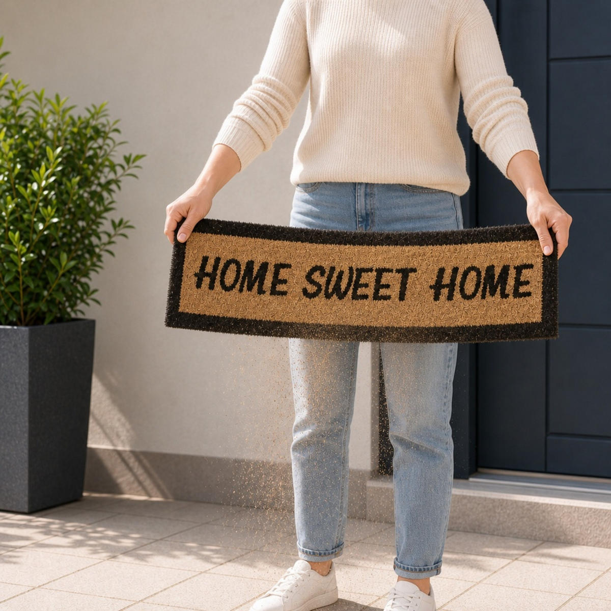 ROHOŽKA Přírodní kokos nápis Home Sweet Home 75x25 cm - světle hnědá, textil/plast (75/25cm) - Relaxdays