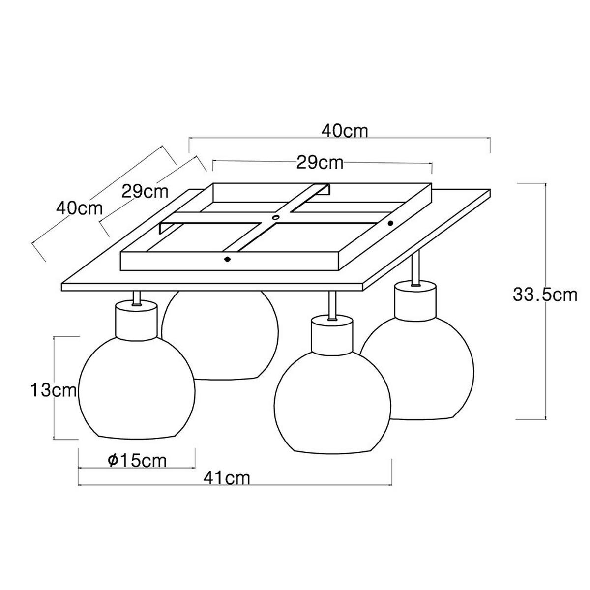 DECKENLEUCHTE MOITAS Holzoptik Braun - Braun, Glas (40/40/33.5cm) - Globo Lighting