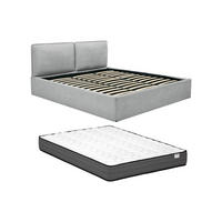 BETT mit Bettkasten - 2 Personen - stoff - hellgrau Tenese - Hellgrau, Textil (180/200cm) - Vente-Unique