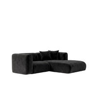 ECKSOFA L-Form mini, Velvet-Stoff Bluvel, Schwarz, Rechts, GRETA - Schwarz, Holz (226/179cm) - Kaiser Möbel