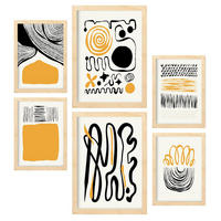 POSTER Set Mit 6 In Schwarzer Tinte Emotionen Künstlerische Und Abstrakte Drucke Für Innenarchitektur A3 & A4 Rahmen Aus Hellem Holz - Beige, Papier (29/3cm) - Nacnic