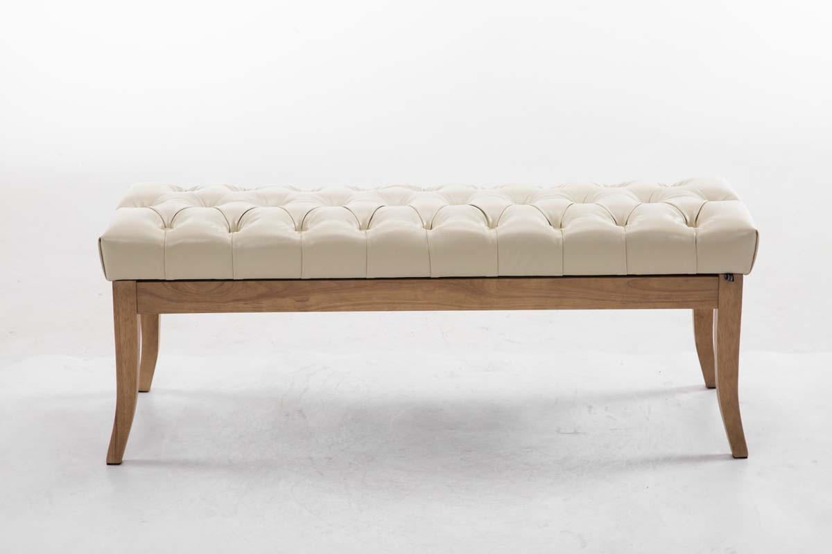 SITZBANK 120/38 cm Kunstleder Creme - Creme/Naturfarben, Holz/Textil (120/46/38cm) - CLP
