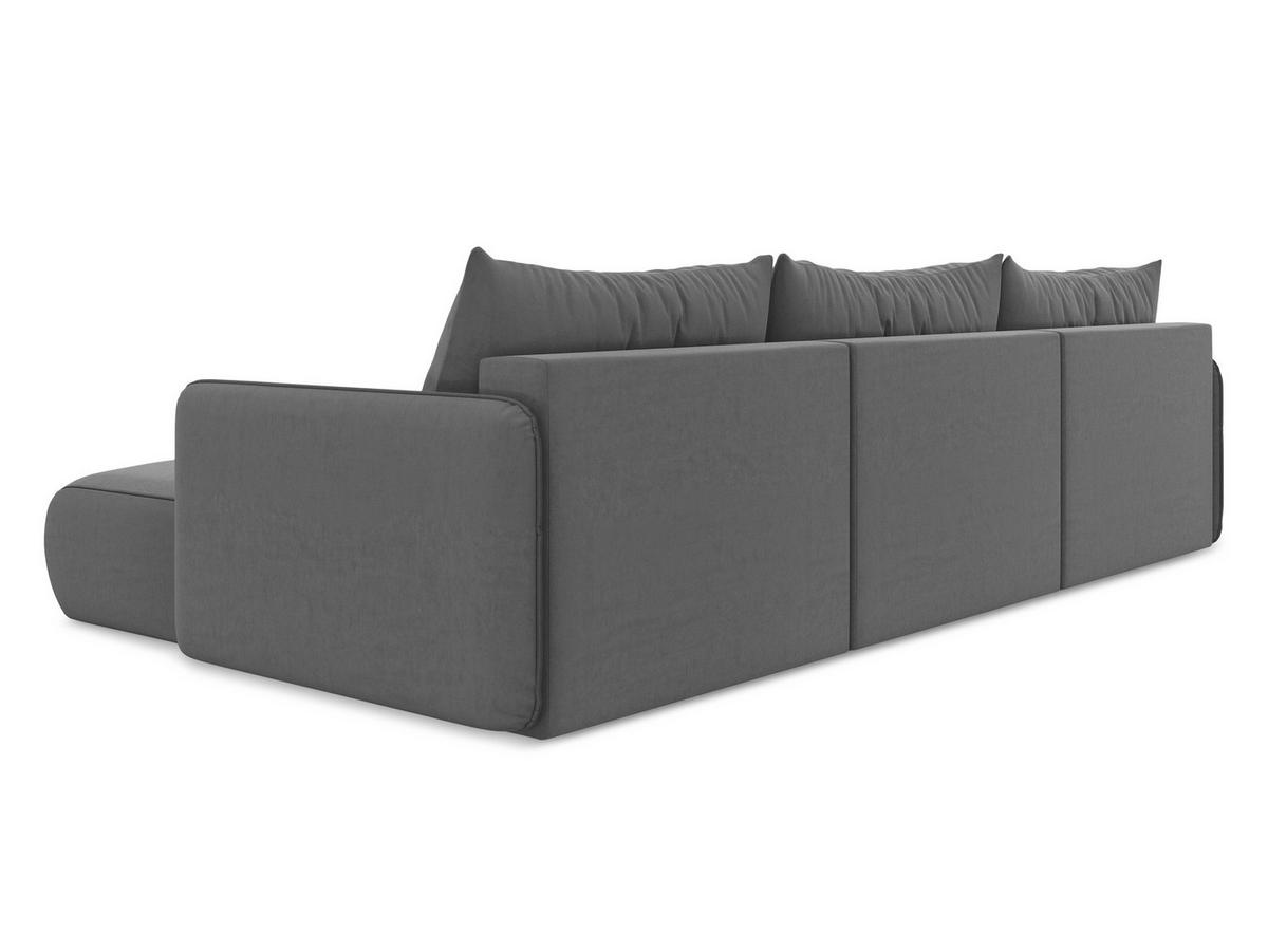 WOHNLANDSCHAFT Samt Stoff Grau - Schwarz/Grau, Kunststoff/Textil (290/86/148cm) - Makamii