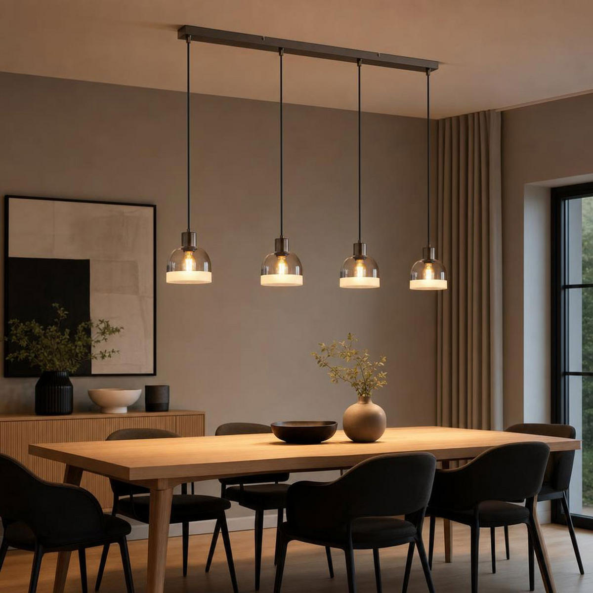 HÄNGELEUCHTE KAIRO - Schwarz, Glas (105/15/120cm) - Globo Lighting