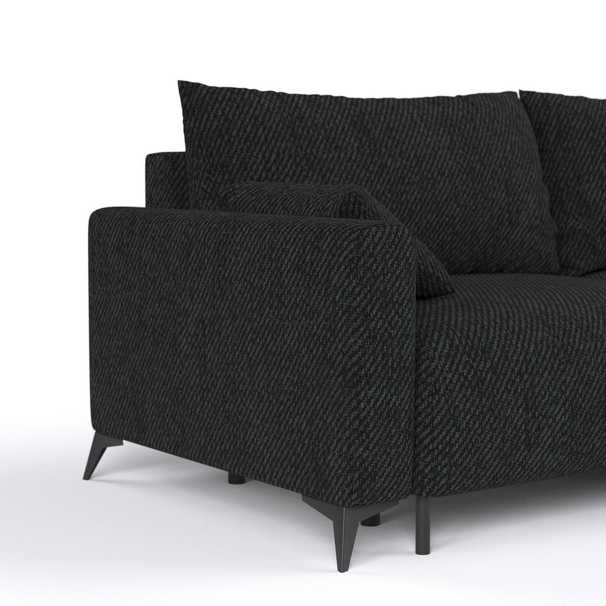 ECKSOFA NUVIO mit Schlaffunktion Schwarz im Neve Stoff - Schwarz, Holz/Holzwerkstoff (239/148cm) - AltaBeds