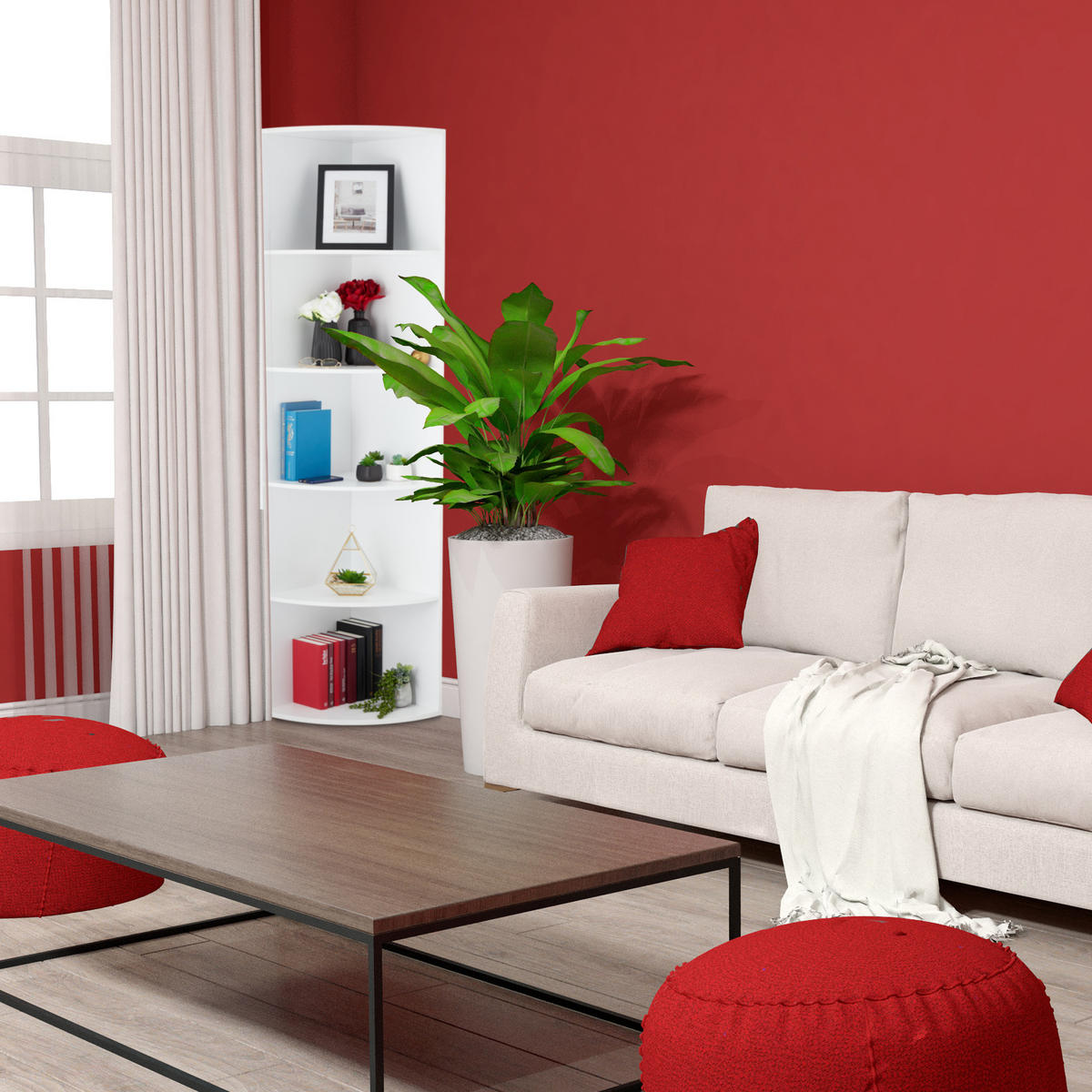 ECKREGAL - Weiß, Holzwerkstoff (57/180/40cm) - Relaxdays