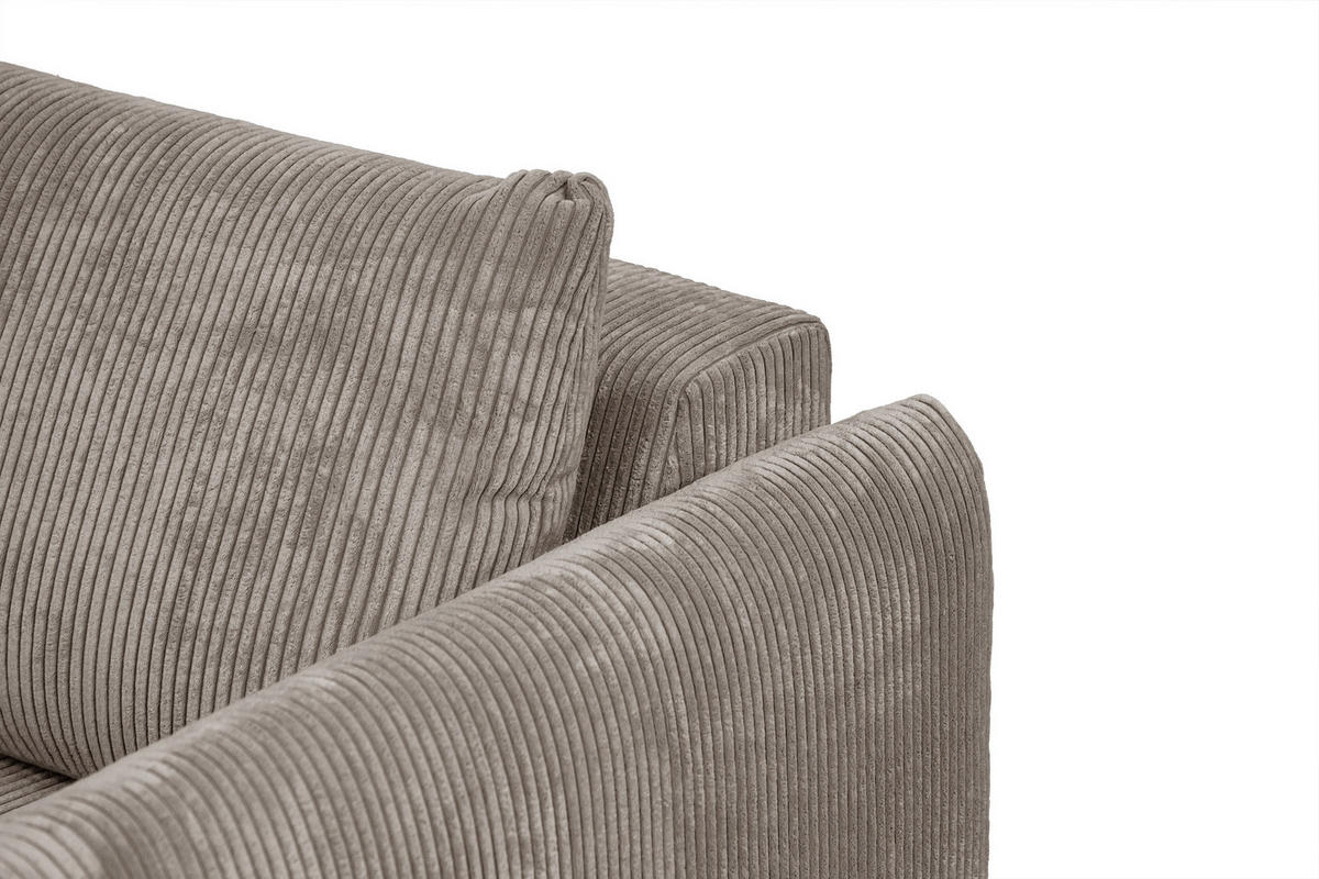 SOFA TAUER 3-Sitzer, taupe - Taupe/Schwarz, Holzwerkstoff/Kunststoff (112/84/206cm) - Courtois Laville
