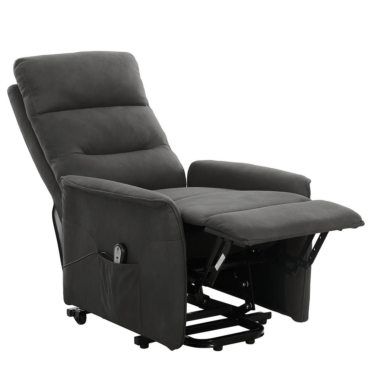 FERNSEHSESSEL - Mit Aufstehhilfe - Microfaser - Anthrazit - Anthrazit/Schwarz, Textil/Metall (67/102/87cm) - home24