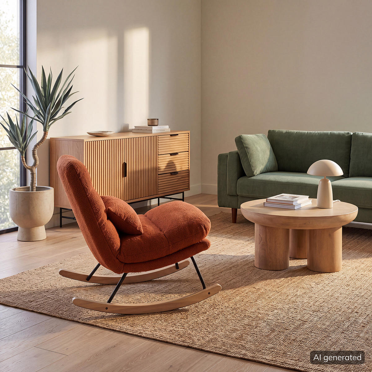 SCHAUKELSESSEL - Metall / Textil - Terracotta, Textil/Metall (82/83/89cm) - home24