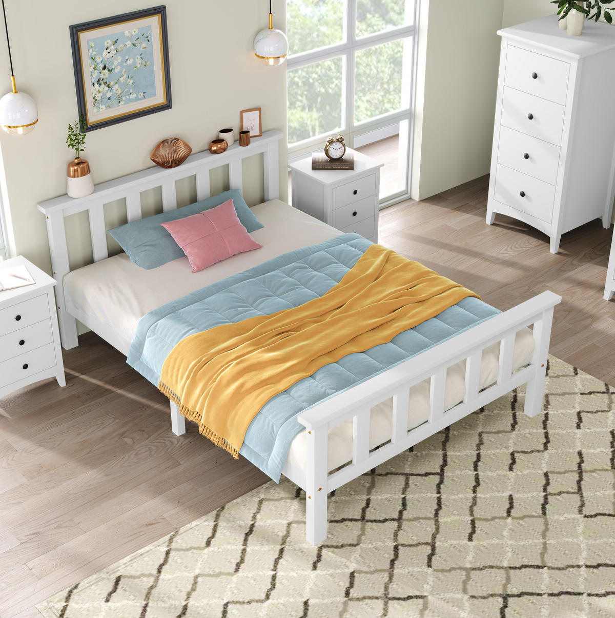 EINZELBETT 90/200 cm mit Lattenrost und MDF, platzsparendes Design, Weiß - Weiß, Holzwerkstoff (90/200cm) - Redom