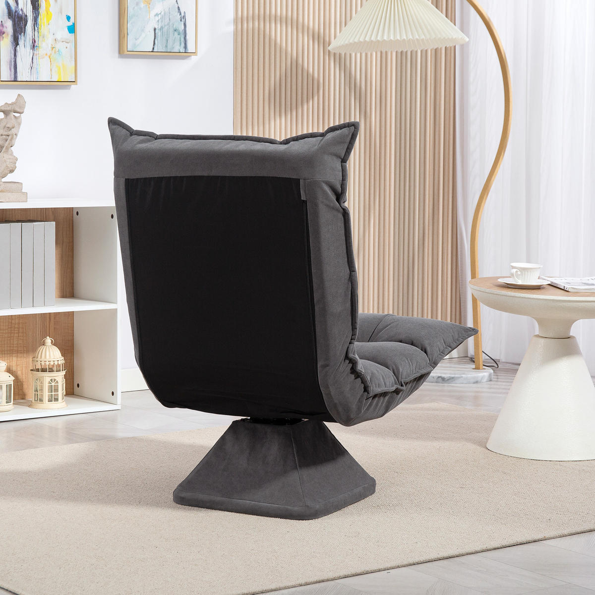 BODENSTUHL Bodensofa mit Verstellbarer Rückenlehne für Wohnzimmer, Büro Grau - Grau, Metall (70/95/62cm) - HOMCOM