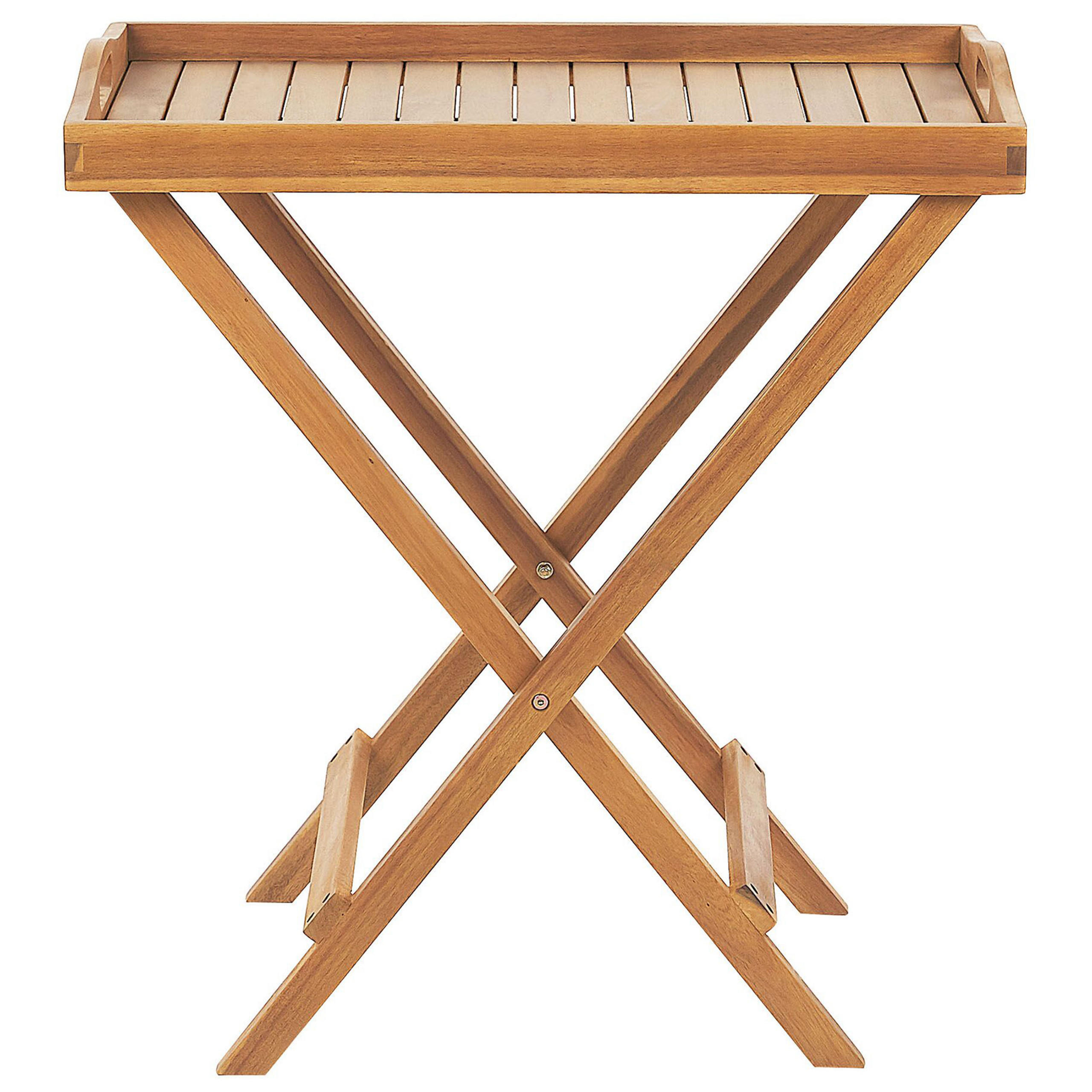 GARTENTISCH Massivholz Heller Holzfarbton Java - Hellbraun, Holz (45/68/73cm) - Beliani
