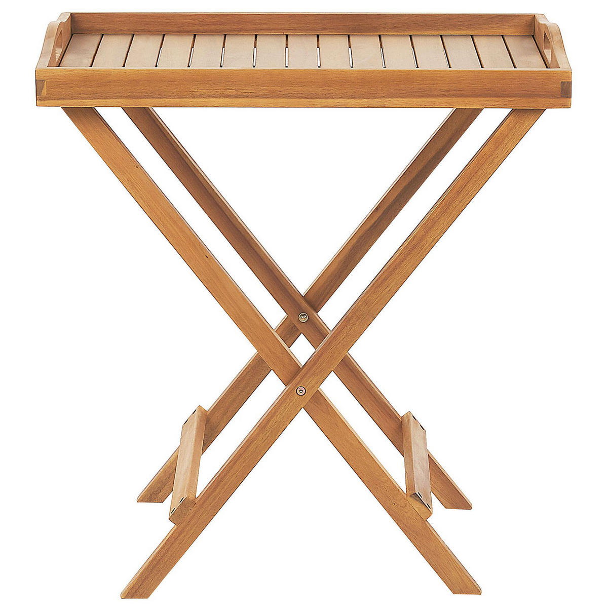 GARTENTISCH Massivholz Heller Holzfarbton Java - Hellbraun, Holz (45/68/73cm) - Beliani