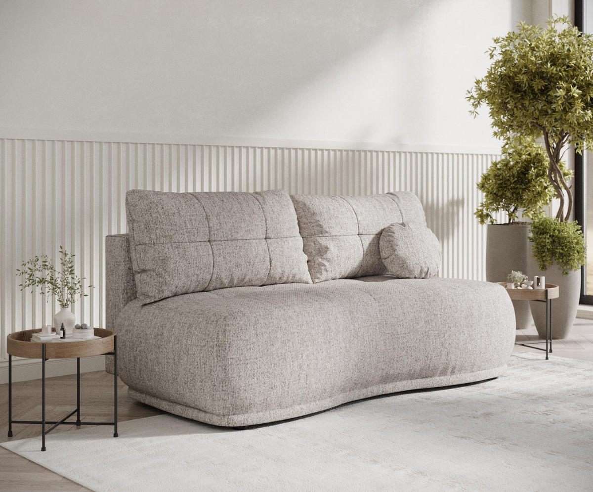 SCHLAFSOFA Cirrus Hellbraun Webstoff - Hellbraun/Schwarz, Holz/Holzwerkstoff (206/95/105cm) - Maison de Reve