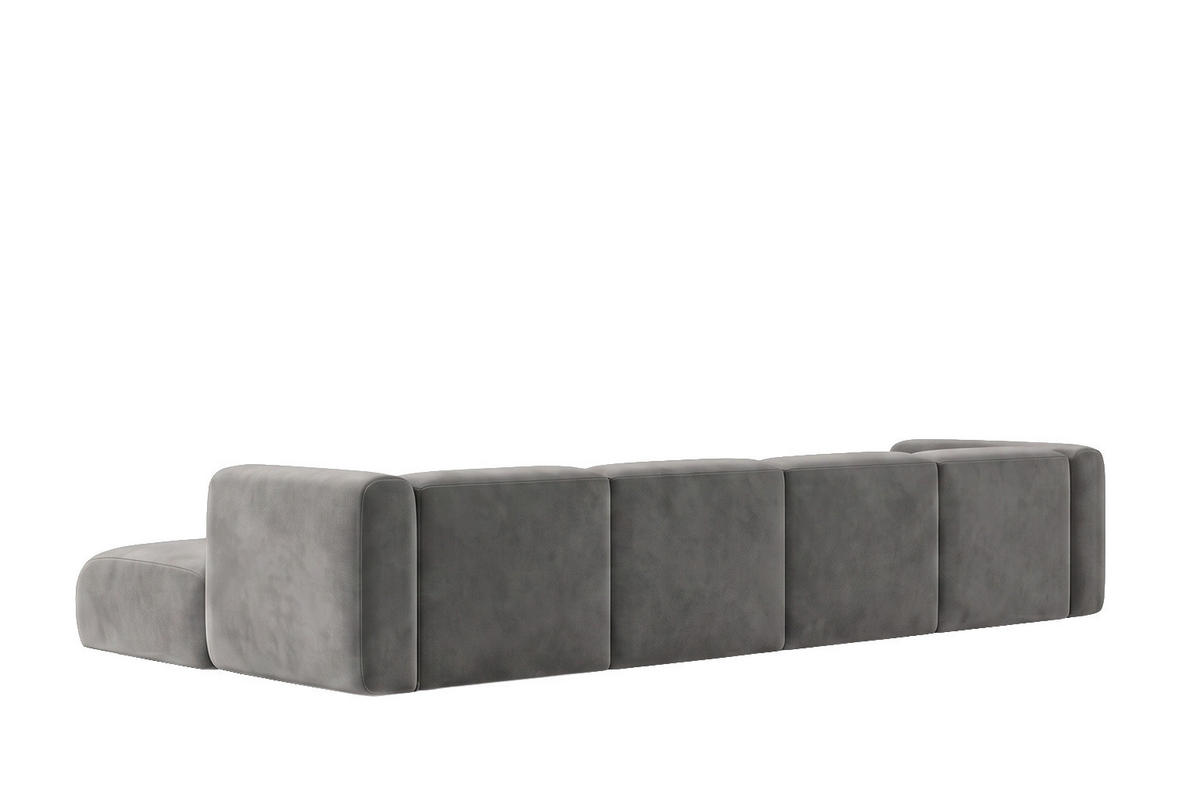 ECKSOFA U-Form, Velvet-Stoff Bluvel, Aschgrau, GRETA - Grau, Holz (408/70/179cm) - Kaiser Möbel