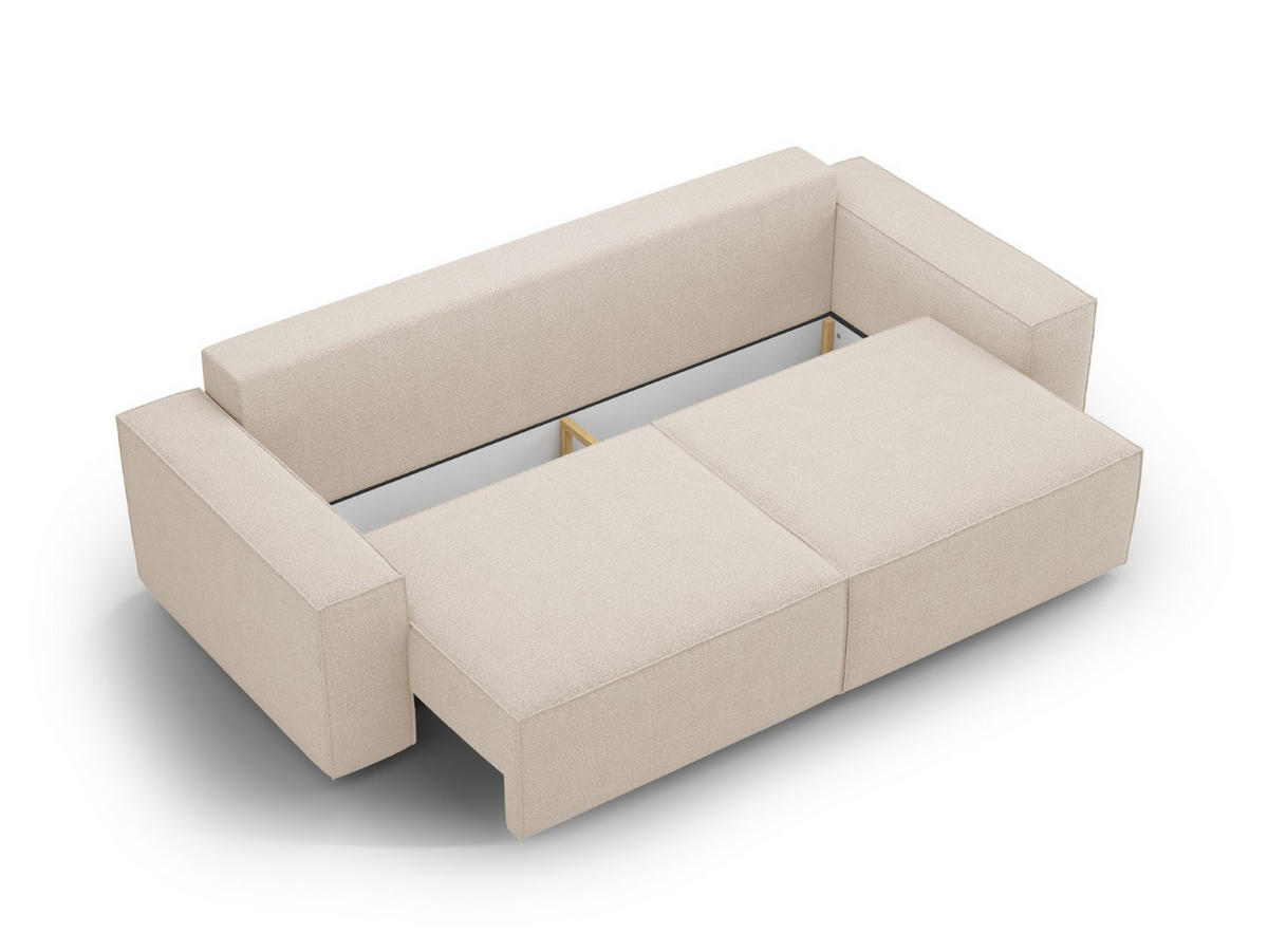 SOFA ausklappbar mit Bettkasten Jodie aus Boucle beige 3 Sitzplätze - Beige, Textil (107/86/247cm) - Micadoni