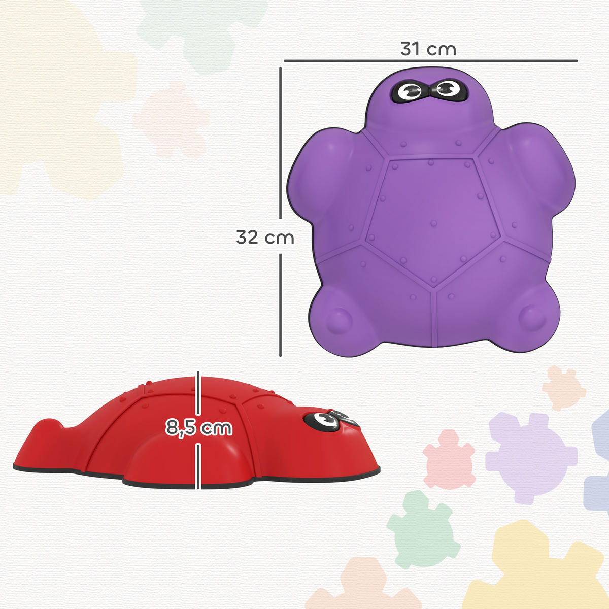 FLUSSSTEINE, 9-tlg. Schildkrötenförmig Balanciersteine für 3-8 Jahre Kinder Bunt - Blau, Kunststoff (31/8.5/32cm) - AIYAPLAY