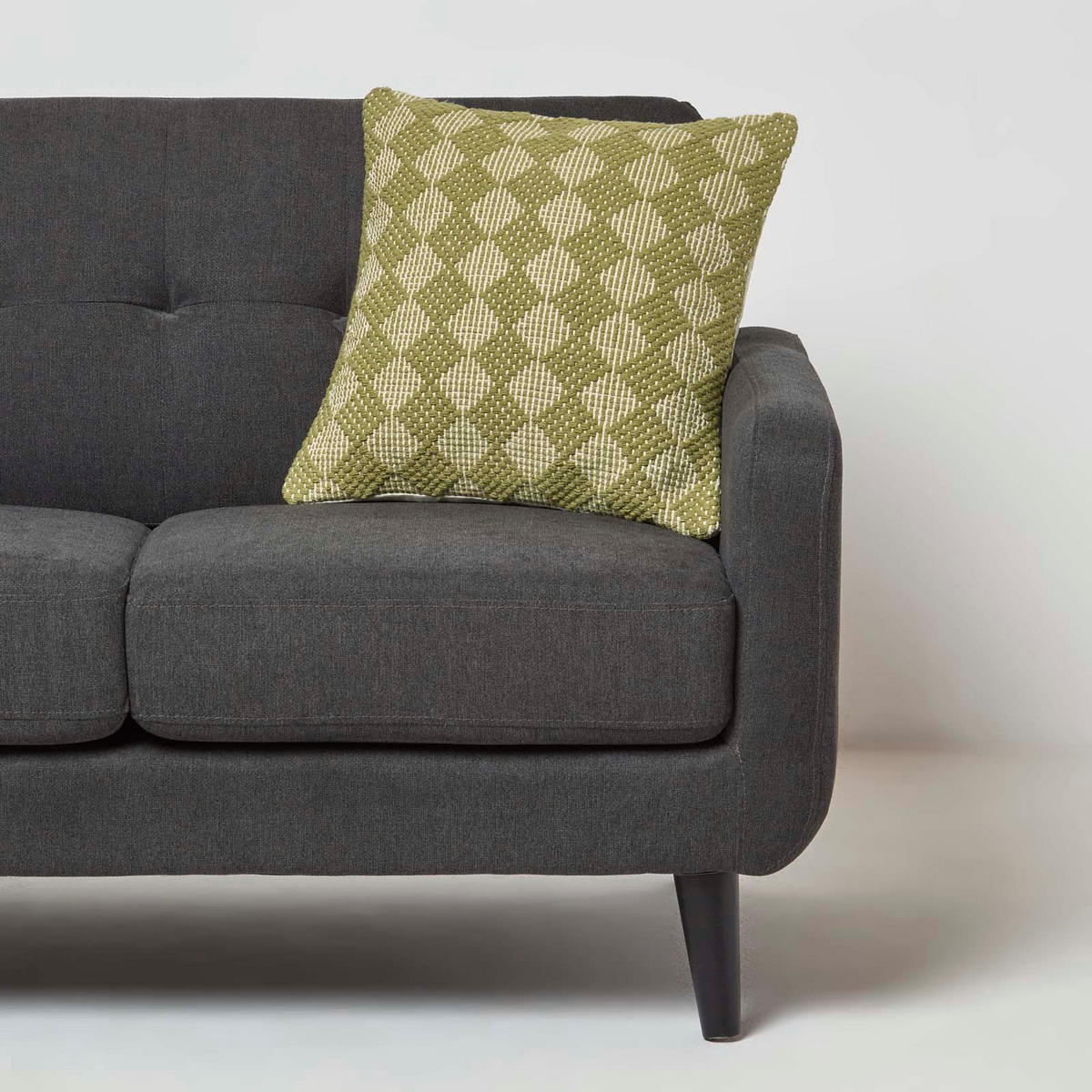 DEKOKISSEN Lima 45/45 cm geometrisch gemustert - Grün, Textil (45/45cm) - Homescapes