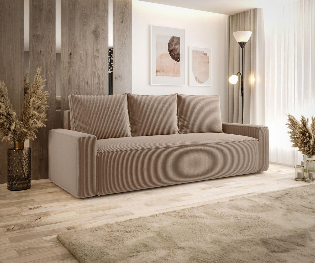 SOFA mit Schlaffunktion SAVIO Poso 02 - Cappuccino, Textil (232/90/90cm) - Bedante