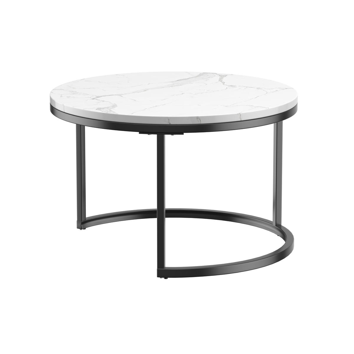 COUCHTISCH 2er Set 70/70/45 cm in Weiß und Schwarz aus MDF mit Metallrahmen - Schwarz/Weiß, Holzwerkstoff/Metall (70/70/45cm) - CHICFURN