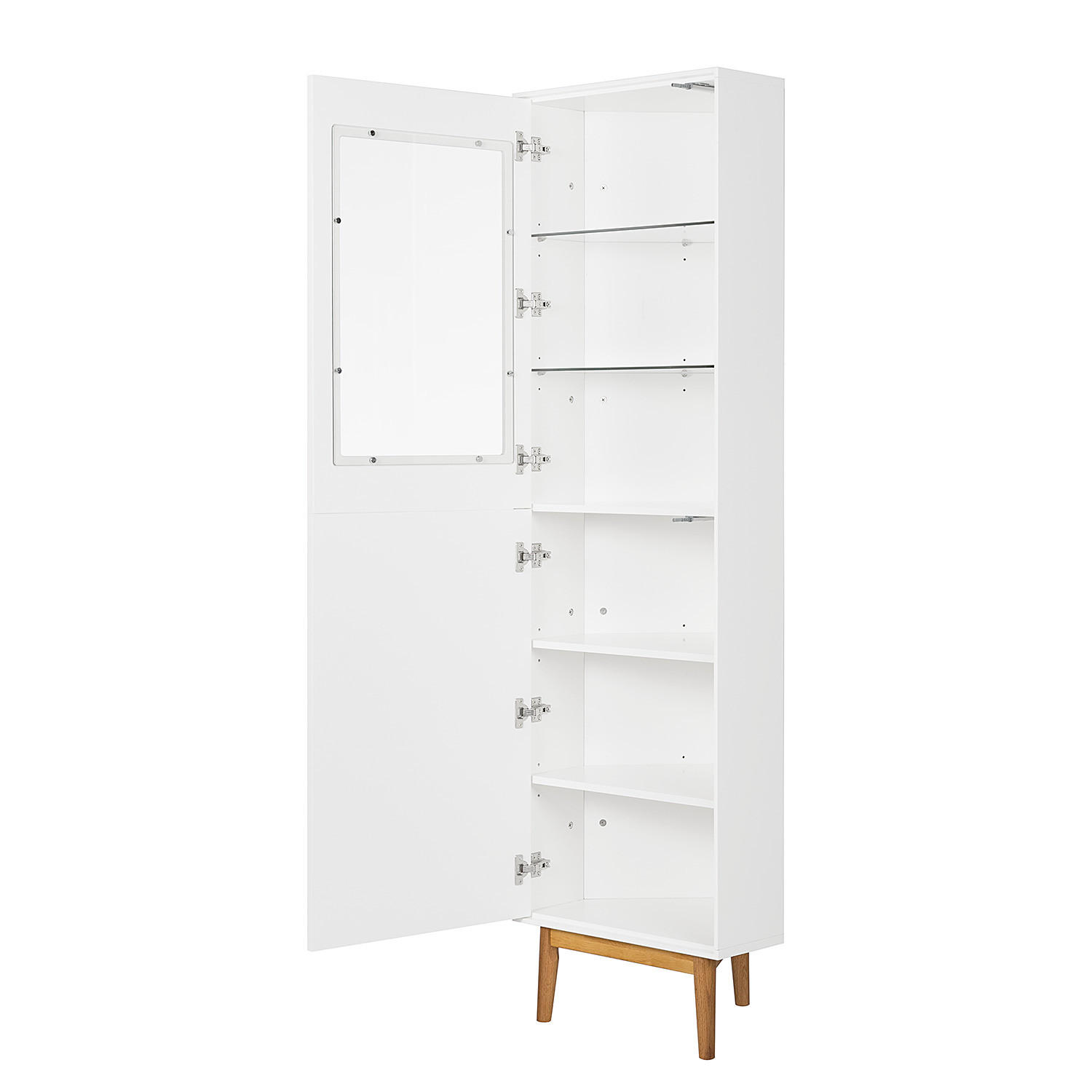 ECKVITRINE - Weiß / Eiche - Eichefarben/Weiß, Holzwerkstoff (55/190/48cm) - home24