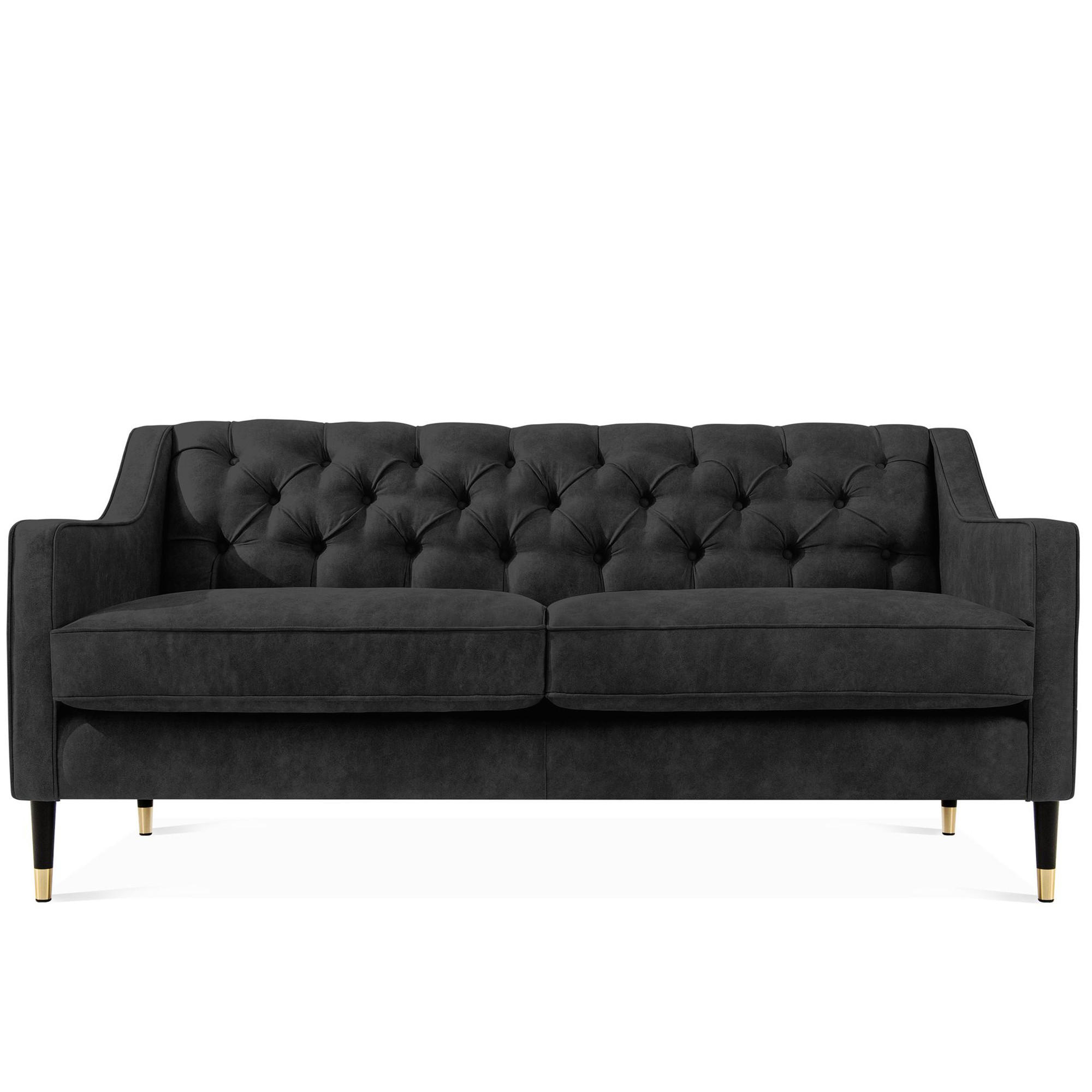 2-SITZER-SOFA NOMUS gesteppt, Anthrazit - Wengefarben/Anthrazit, Holzwerkstoff (170/78/80cm) - KONSIMO®