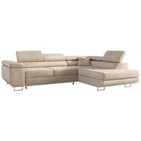 ECKSOFA GUSTAW L Beige Velvet Rechts Seite - Beige/Silberfarben, Textil/Metall (275/205cm) - MKS