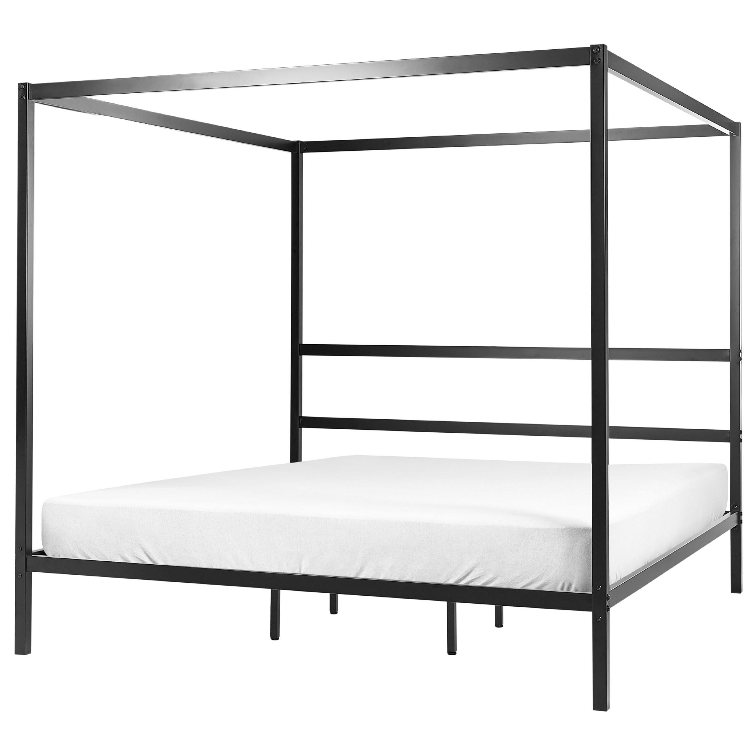 HIMMELBETT 180/200cm Schwarz Lestards - Schwarz, Metall (180/200cm) - Beliani