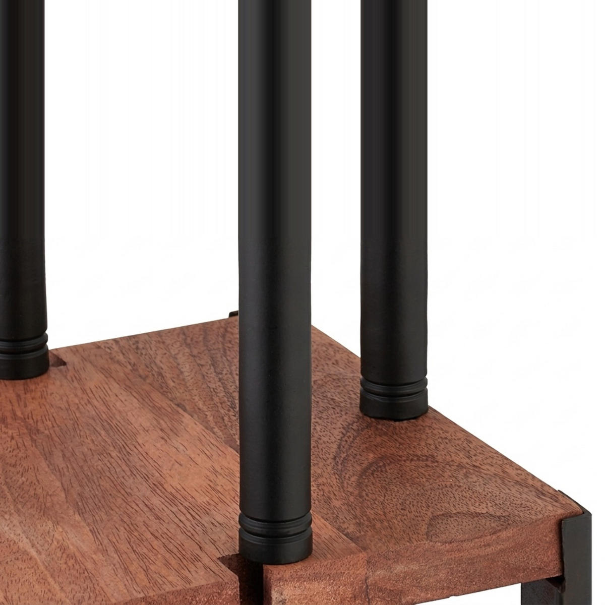 KAMINBESTECK Schwarz Braun 5-tlg.-Set Metall Mangoholz mit Ständer - Schwarz, Holz/Metall (20/78/20cm) - Relaxdays